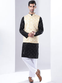 Anouk Geometric Embroidered Sequinned Pure Cotton Kurta & Pyjamas With jacket