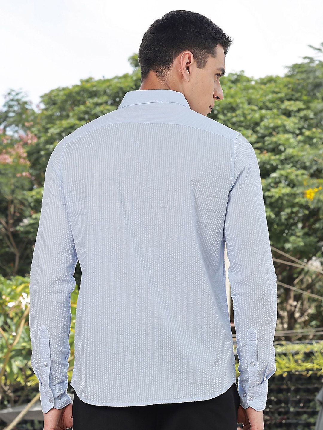 Thomas Scott Premium Seersucker Button-Down Collar Cotton Shirt