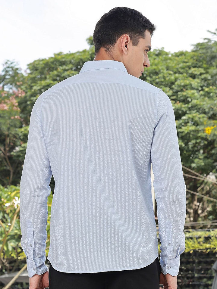 Thomas Scott Premium Seersucker Button-Down Collar Cotton Shirt