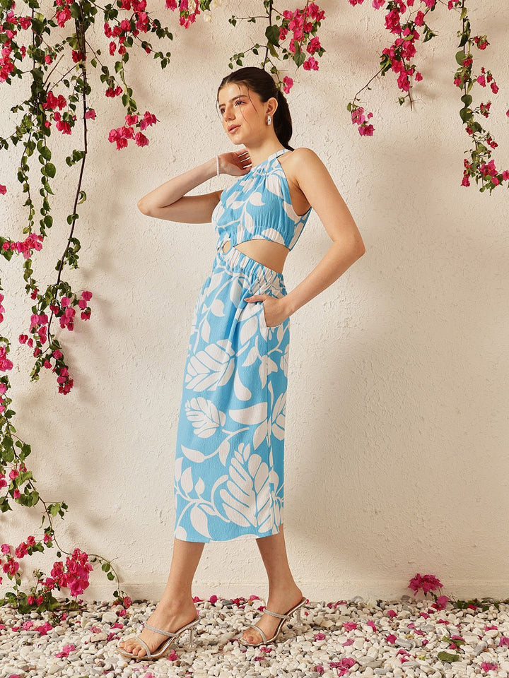 STREET 9 Striped Crepe A-Line Midi Dress