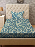 Myntra Elegant Homes Biru & Kuning 300 TC Cadar Tempat Tidur Single dengan 1 Sarung Bantal