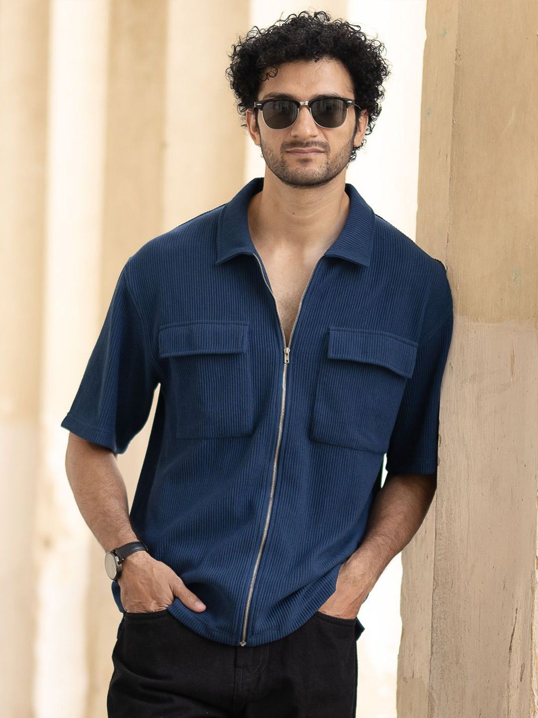 Powerlook Men Oversized Fit Spread Collar Solid Casual Shirt
