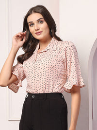 Style Quotient Women Polka Dot Printed Shirt Style Top
