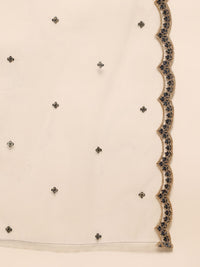 Anouk Grey Floral Embroidered Sequinned Straight Kurta With Trousers & Dupatta