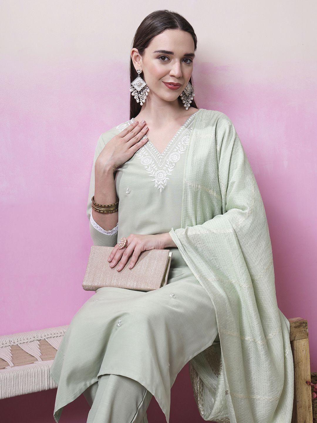 KALINI Women Embroidered A-Line Kurta Set