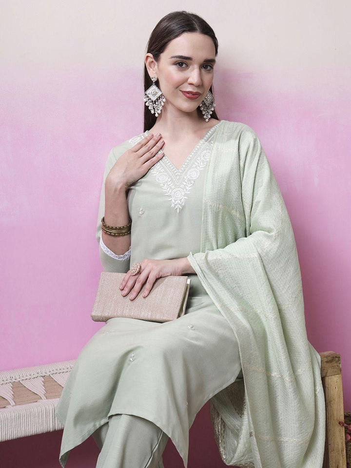 KALINI Women Embroidered A-Line Kurta Set