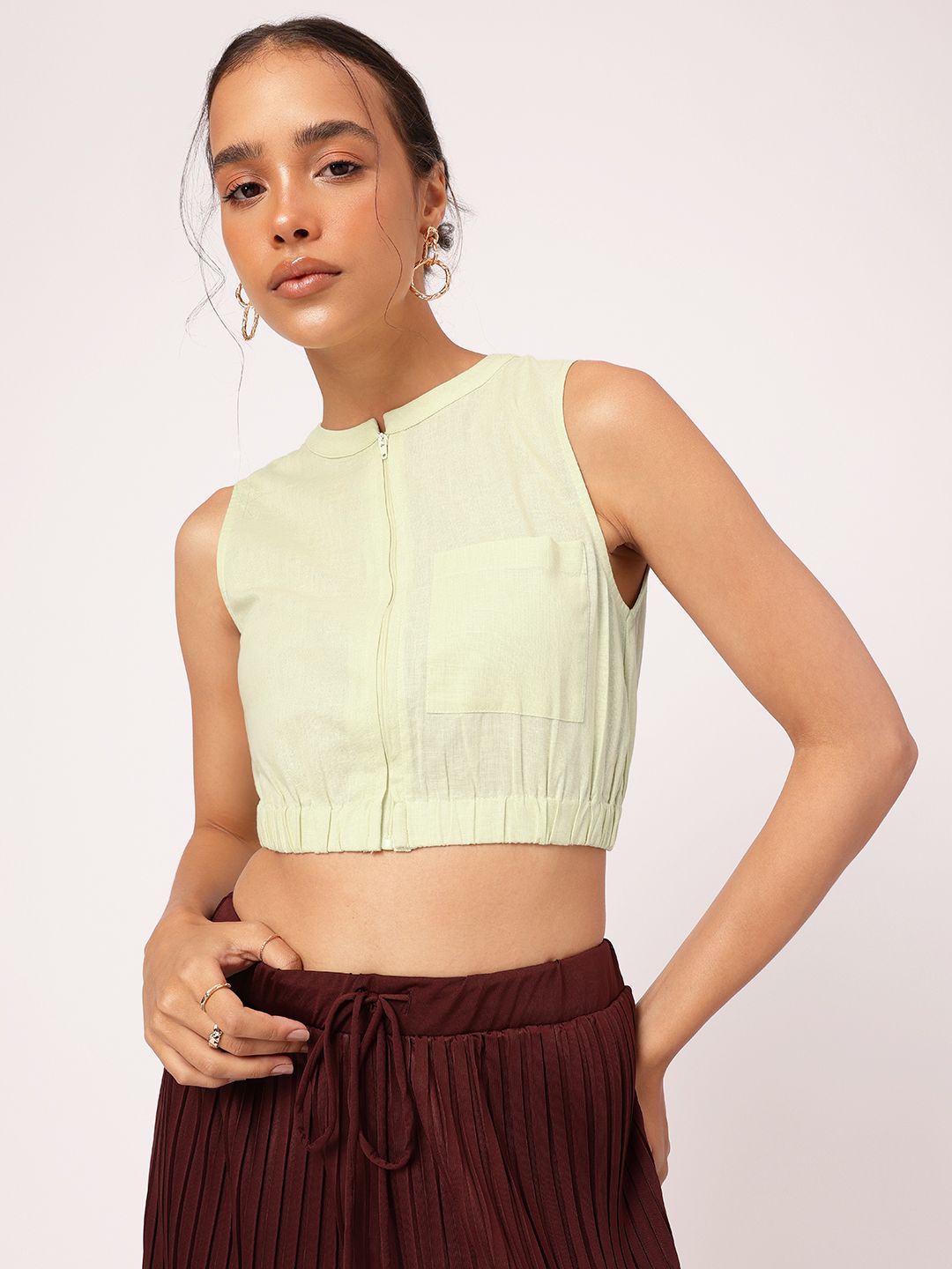 DressBerry Endless Summer Essential Cotton Linen Blouson Crop Top