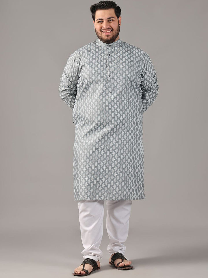SOJANYA PLUS Saiz Motif Etnik Bercetak Kolar Jalur Kurta Lurus
