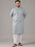 SOJANYA PLUS Saiz Motif Etnik Bercetak Kolar Jalur Kurta Lurus