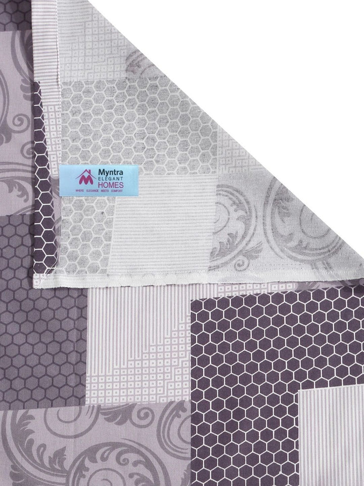 Myntra Elegant Homes Purple & White Geometric 400 TC Single Bedsheet with 1 Pillow Covers