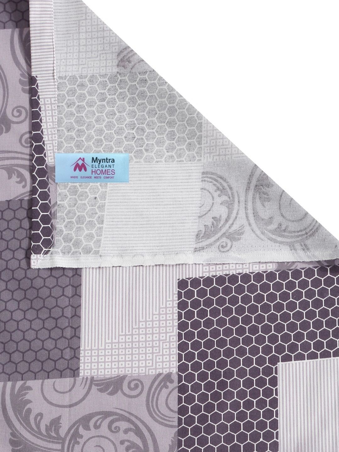 Myntra Elegant Homes Purple & White Geometric 400 TC Single Bedsheet with 1 Pillow Covers