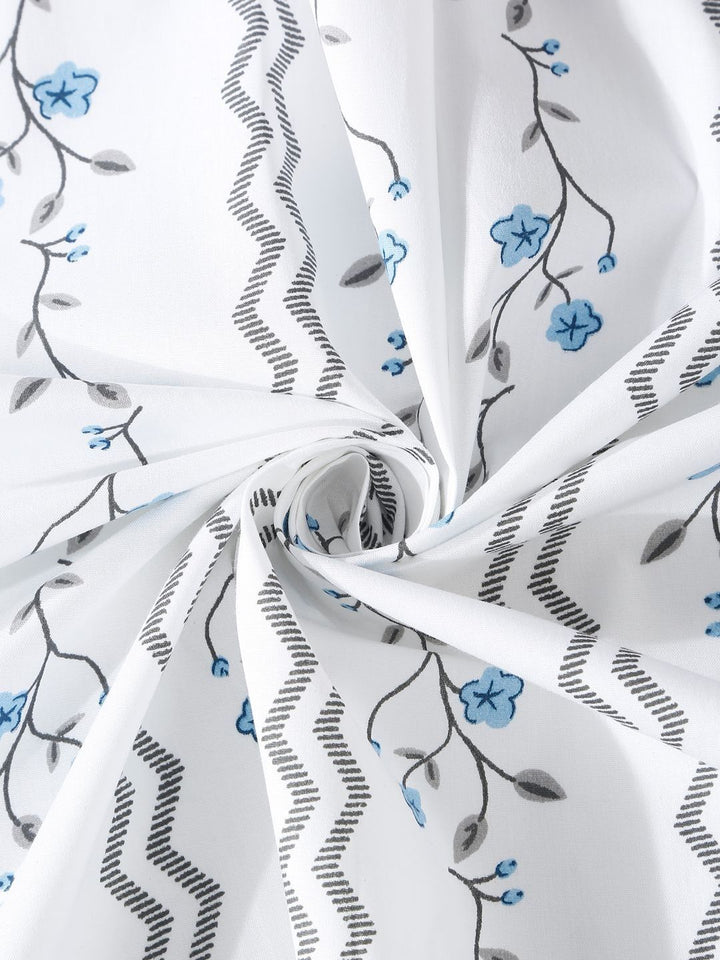 KLOTTHE White Floral 400 TC King Size Bedsheet with 2 Pillow Covers
