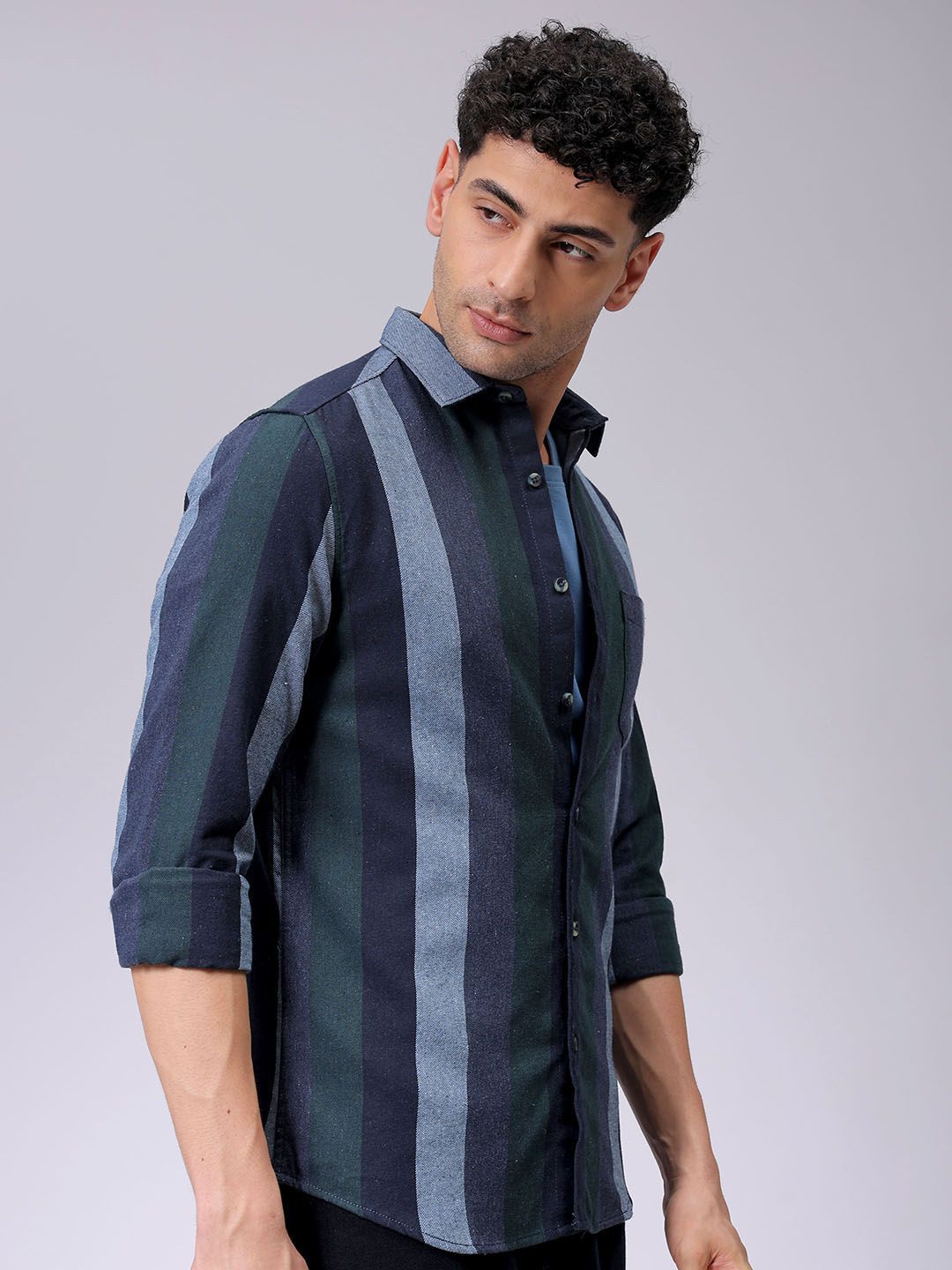 The Indian Garage Co Men Slim Fit Multi Stripes Opaque Printed Casual Shirt