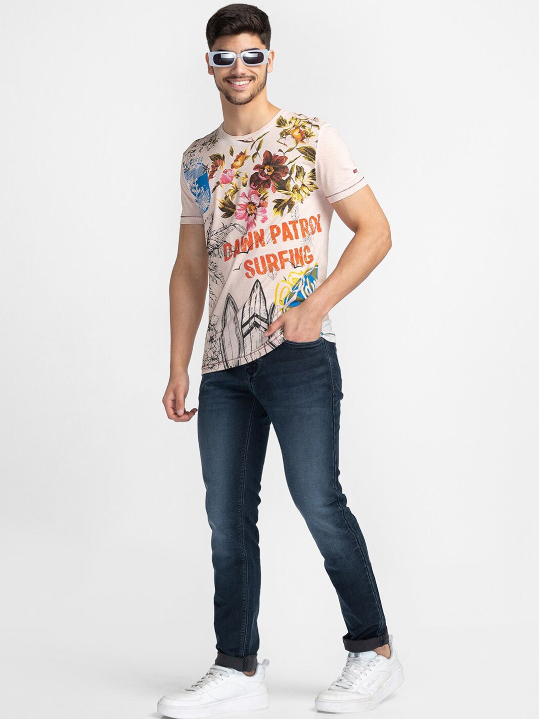 Being Human Floral Printed Round Neck T-shirt