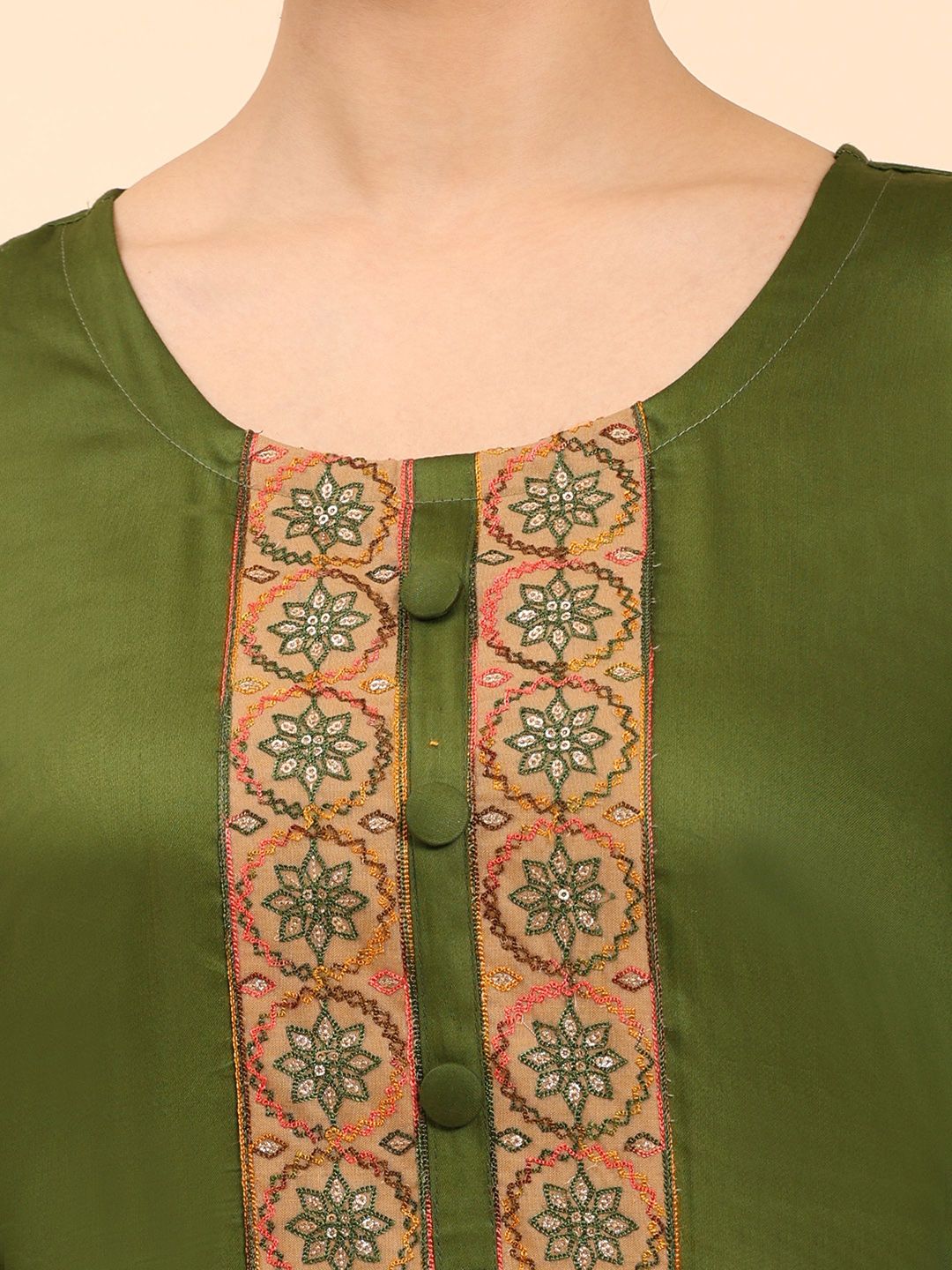 Mamicha Women Ethnic Motifs Embroidered Regular Sequinned Pure Cotton Kurta with Palazzos & With Dupatta