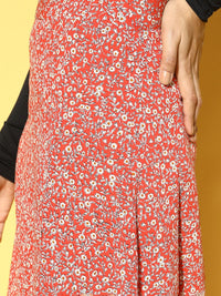 Berrylush Floral Printed High Rise Flared A-Line Skirt