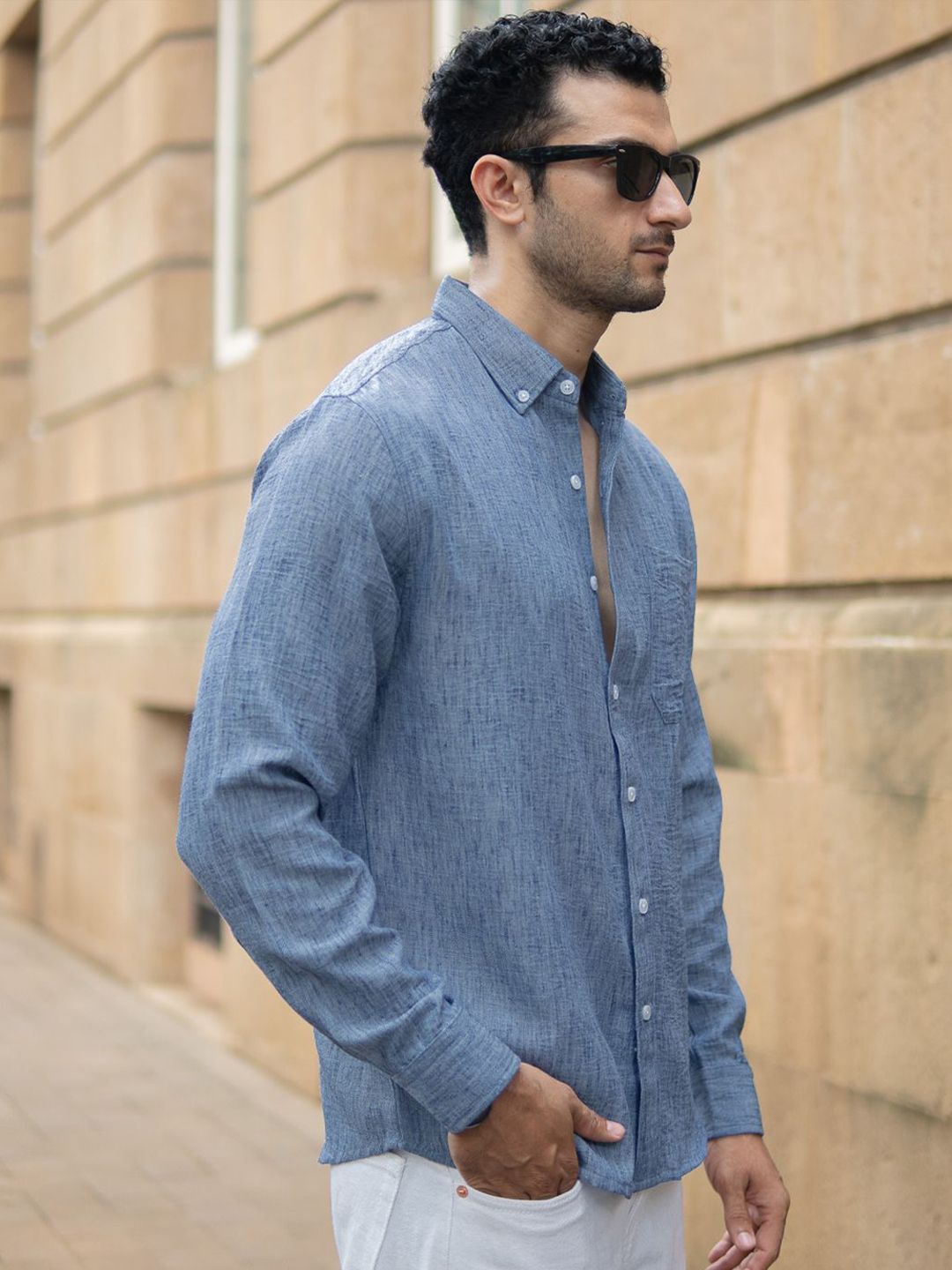 Powerlook Textured Button-Down Collar Shirt