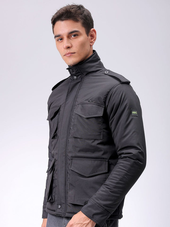 The Indian Garage Co Men Slim Fit Military Bomber Utility Jacket