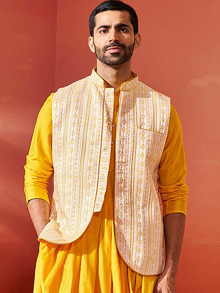 Vastramay Men Woven Design Nehru Jacket