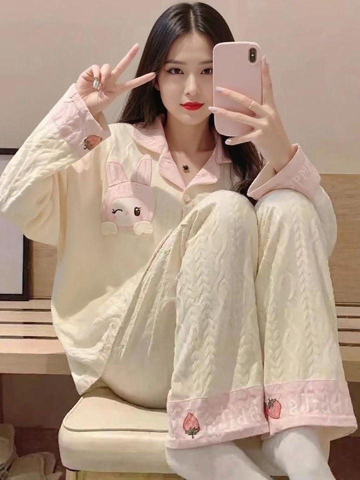 DressBerry Women Self Design Lapel Collar Night Suits