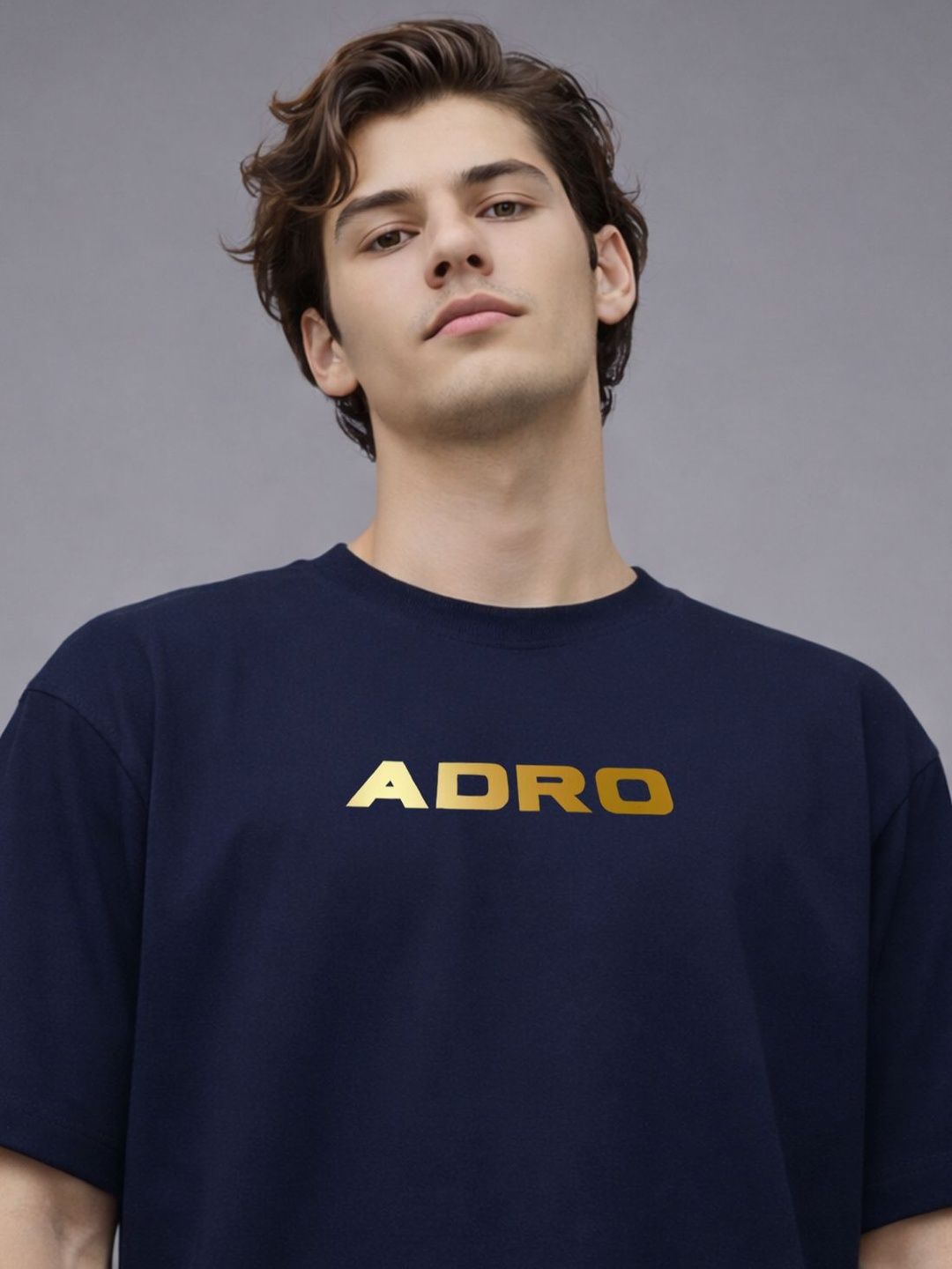 ADRO Graphic Printed Drop-Shoulder Sleeves Cotton T-shirt