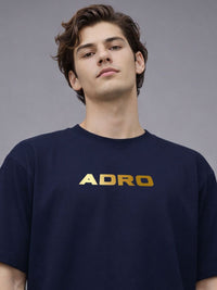 ADRO Graphic Printed Drop-Shoulder Sleeves Cotton T-shirt