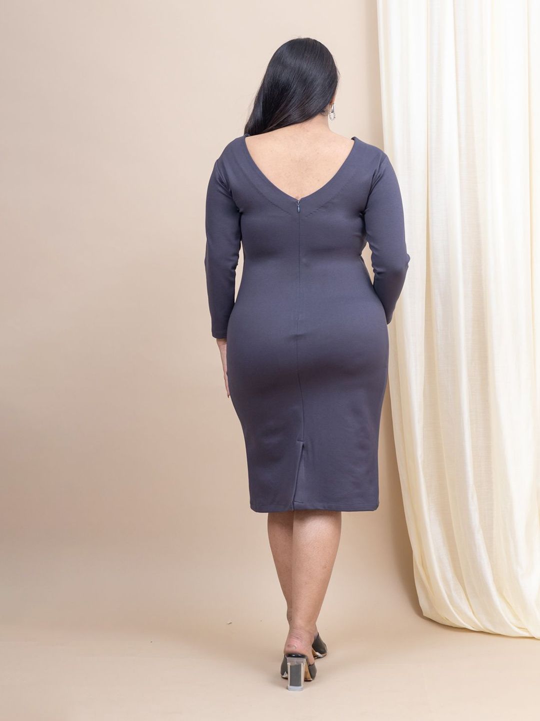 Mamicha Women Plus Size V-Neck Bodycon Dress