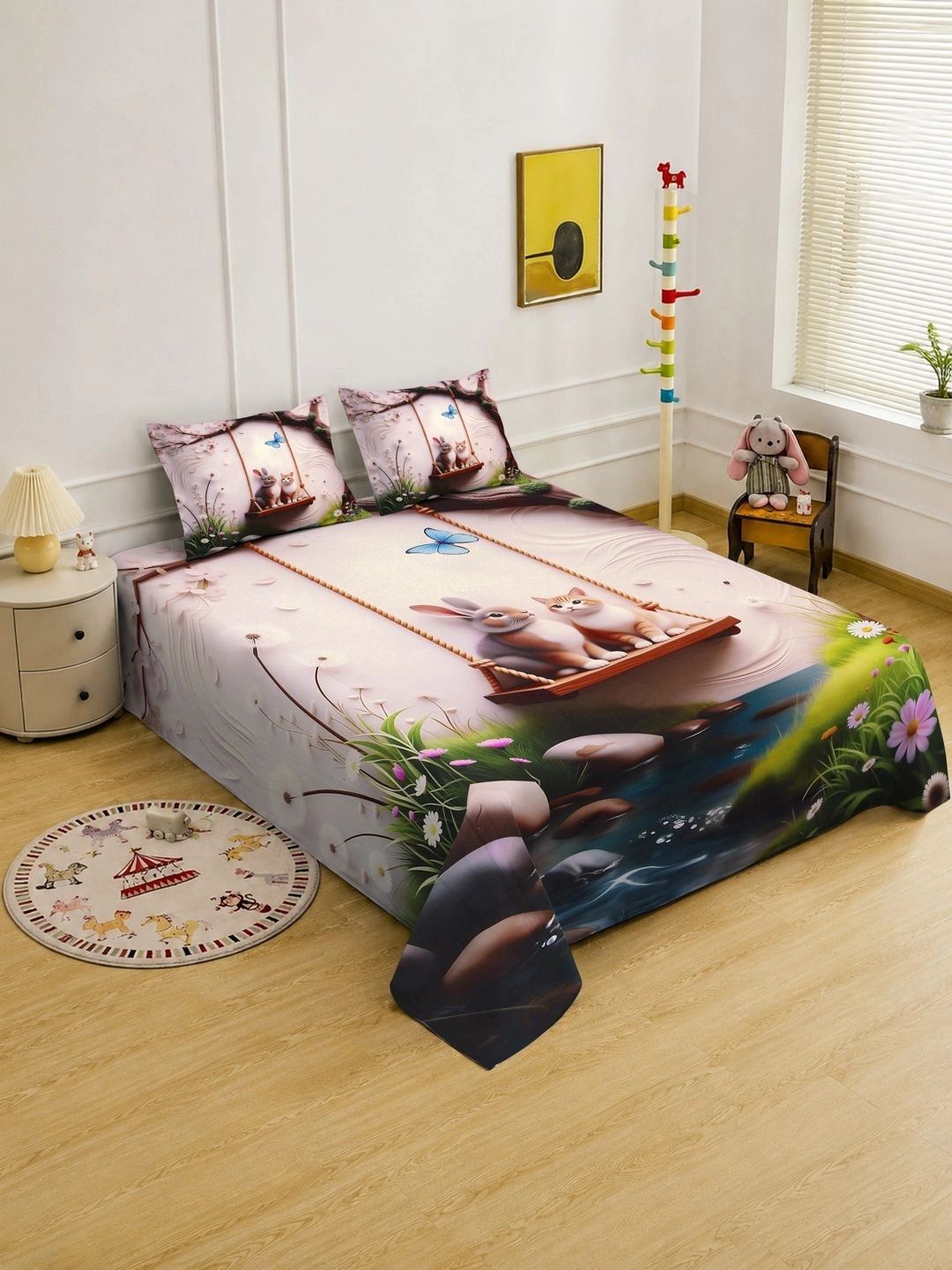 KLOTTHE Beige 400 TC King Bedsheet with 2 Pillow Covers