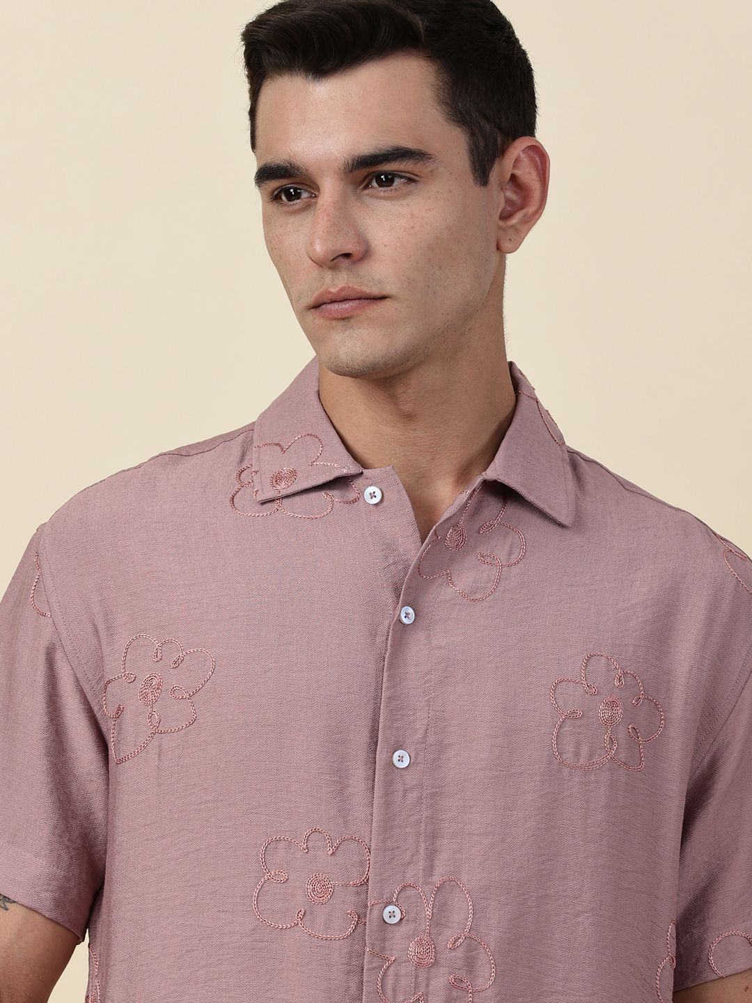 Thomas Scott Men Embroidered Regular Fit Casual Shirt