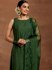 Libas Boat Neck Sleeveless Straight Kurta With Palazzo & Dupatta