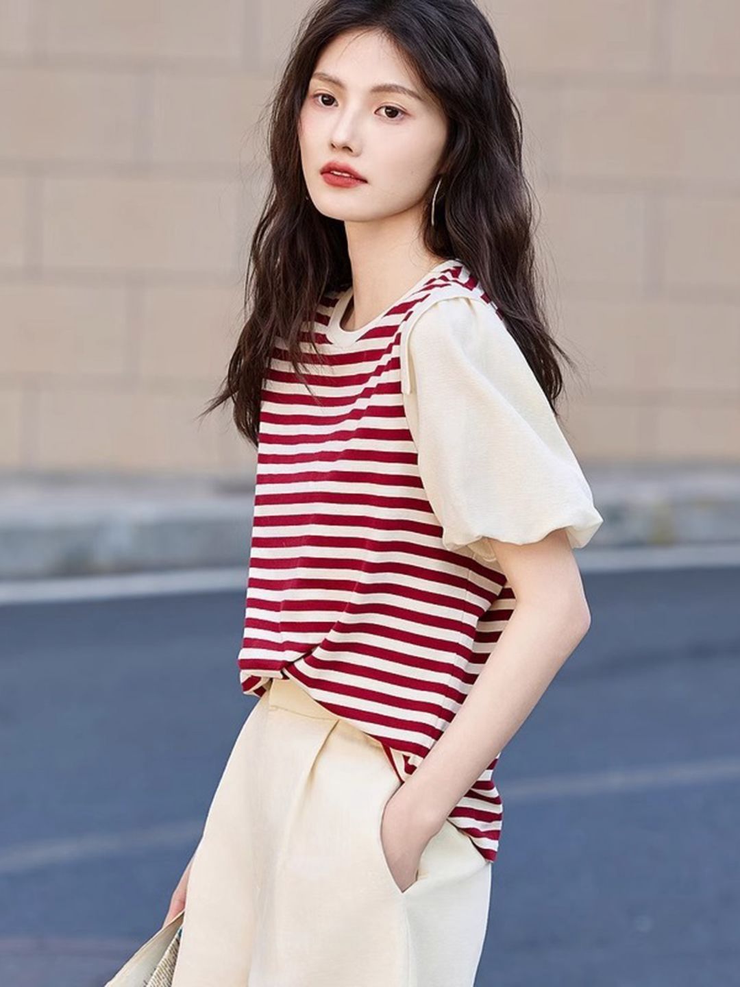 DressBerry Striped Round Neck Cotton Regular Fit T-shirt