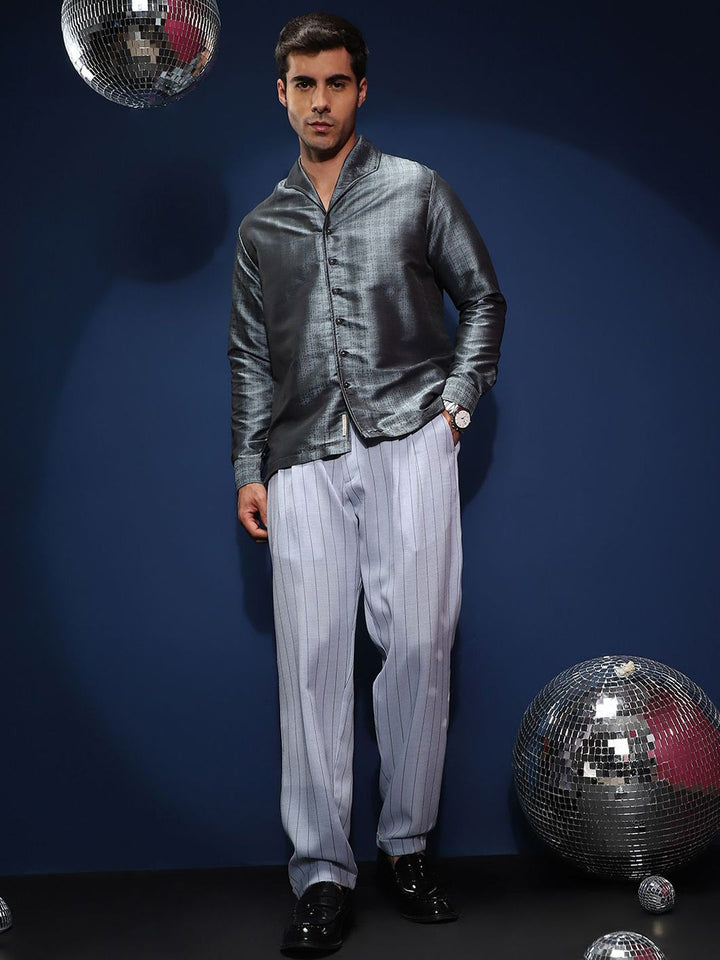 Campus Sutra Men Striped Relaxed Fit Comfort Trousers