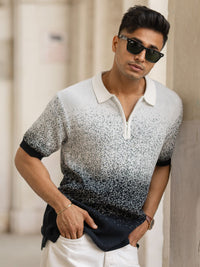 Powerlook Men Regular Fit Abstract Printed Polo Collar Cotton T-shirt