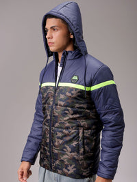The Indian Garage Co Men Hooded Camouflage Printed Casual Quilted Jacket