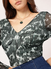 DressBerry Monochrome Mania Half-Zipper Crop Top