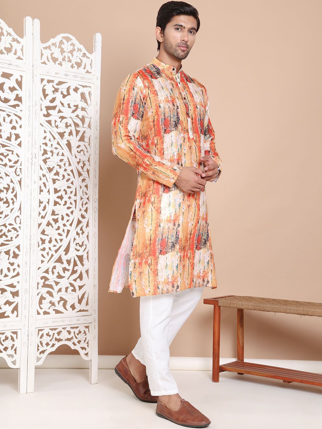 Jompers Men Printed Regular Pure Cotton Kurta with Pyjamas