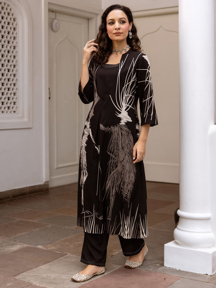 Indo Era Abstract Printed Regular Straight Kurta with Palazzos