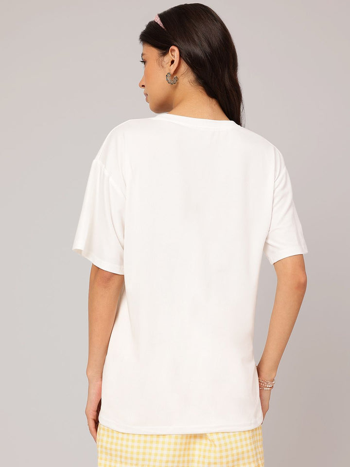 DressBerry Snuggle Spritz Printed Drop-Shoulder T-shirt