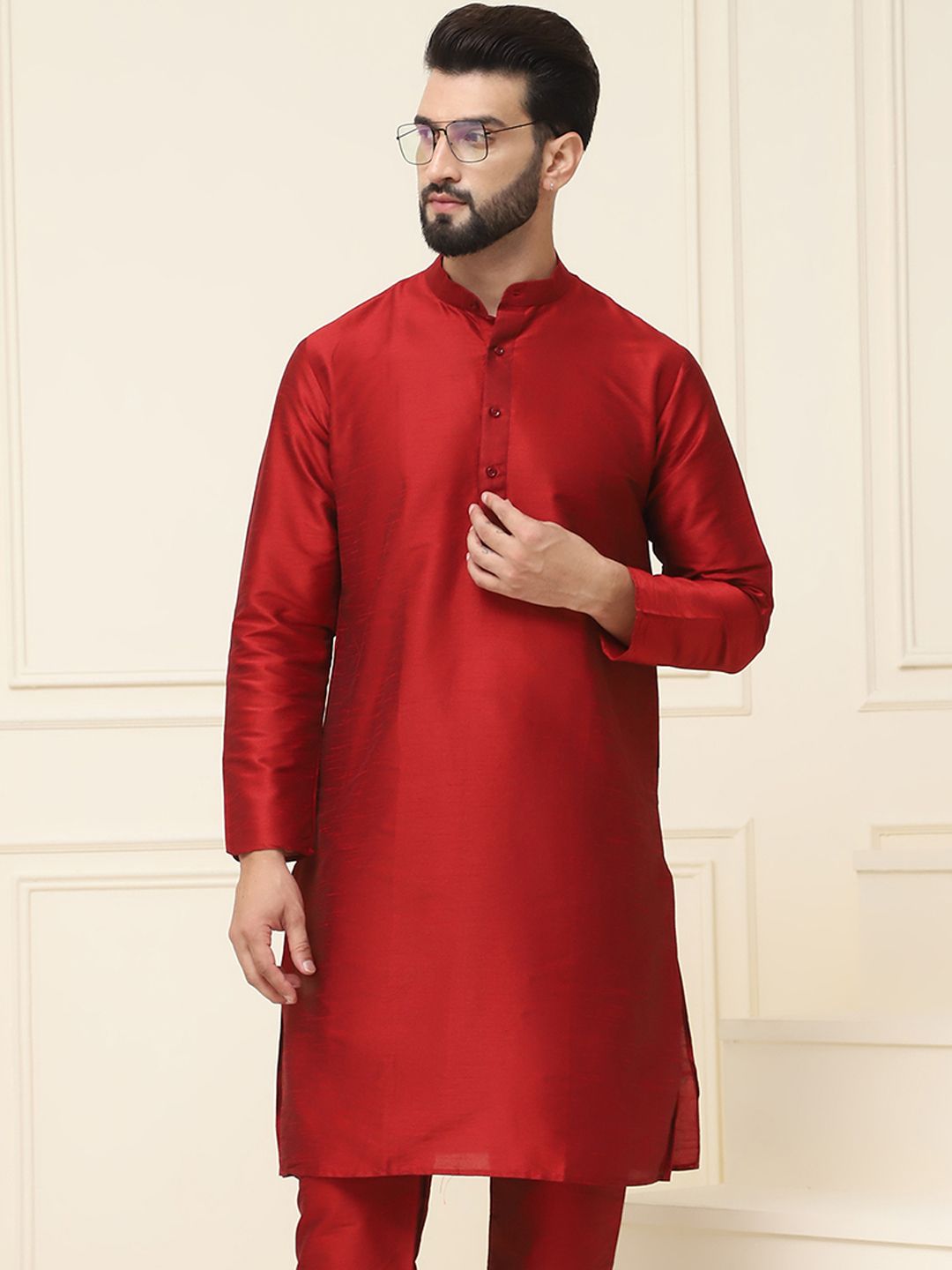 SOJANYA Band Collar Straight Kurta