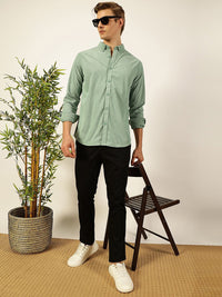 Thomas Scott Men Premium Corduroy Slim Fit Button-Down Collar Casual Shirt
