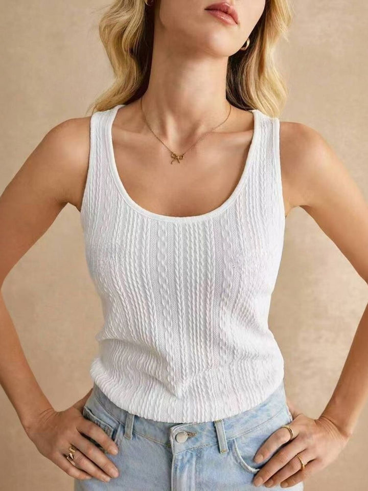 DressBerry Self Design Scoop Neck Top