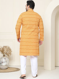 SOJANYA PLUS Geometric Printed Mandarin Collar Pure Cotton Straight Kurta with Pyjamas