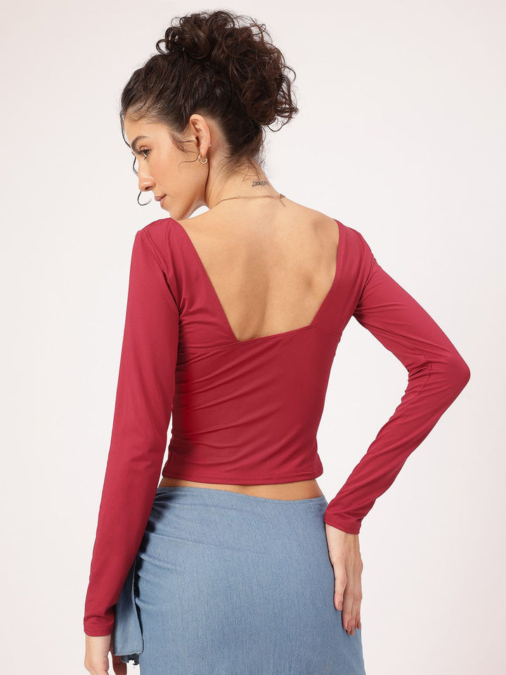 DressBerry Elevated Essentials Plunge Sweetheart Fitted Crop Top