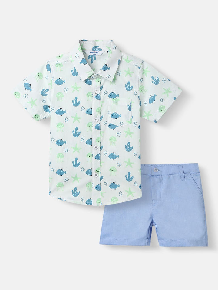 Nauti Nati Boys Printed Shirt with Shorts