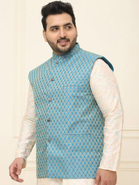 SOJANYA PLUS Men Printed Nehru Plus Size Jacket
