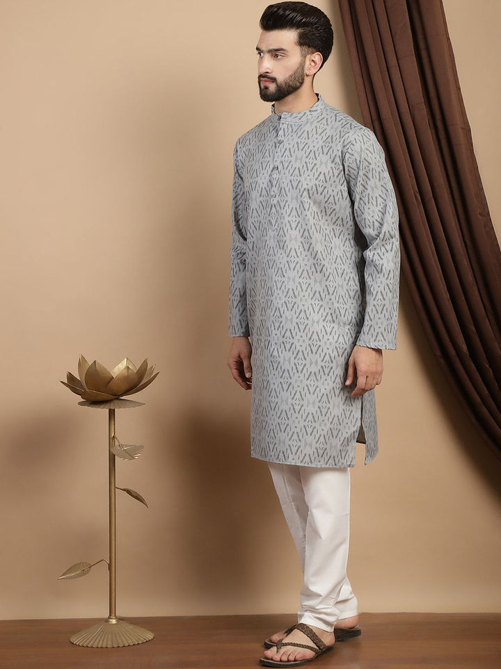 Anouk Geometric Printed Regular Pure Cotton Straight Kurta With Pyjamas