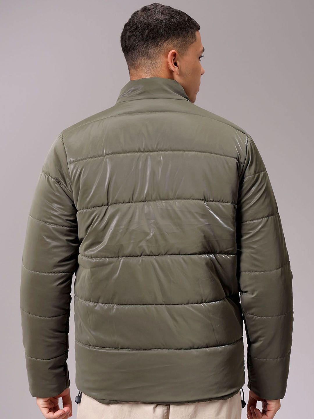 The Indian Garage Co Men High Neck Solid Puffer Jacket