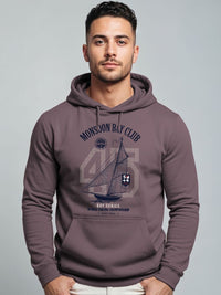 ADRO Mens 320 GSM Cotton Poly Fleece Hoodie  Monsoon Bay Club Sailing Graphic Printed Hoodies
