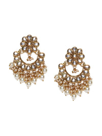 Anouk Gold-Plated Artificial Stones Studded Contemporary Drop Earrings