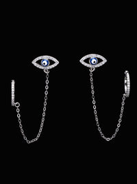 PANASH 925 Sterling Silver Rhodium-Plated CZ-Studded Ear Cuff Earrings